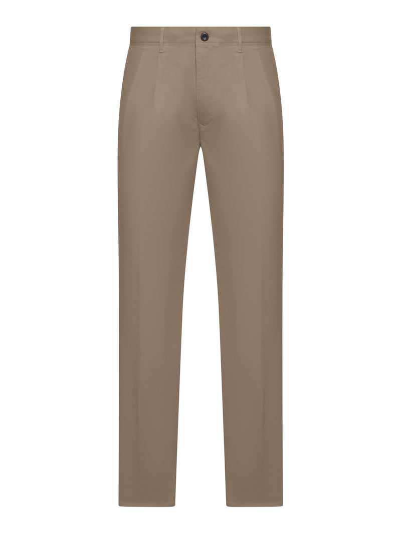 STRAIGHT LEG TAILORED COTTON TROUSERS