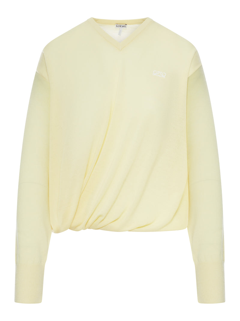 DRAPED MERINO WOOL SWEATER