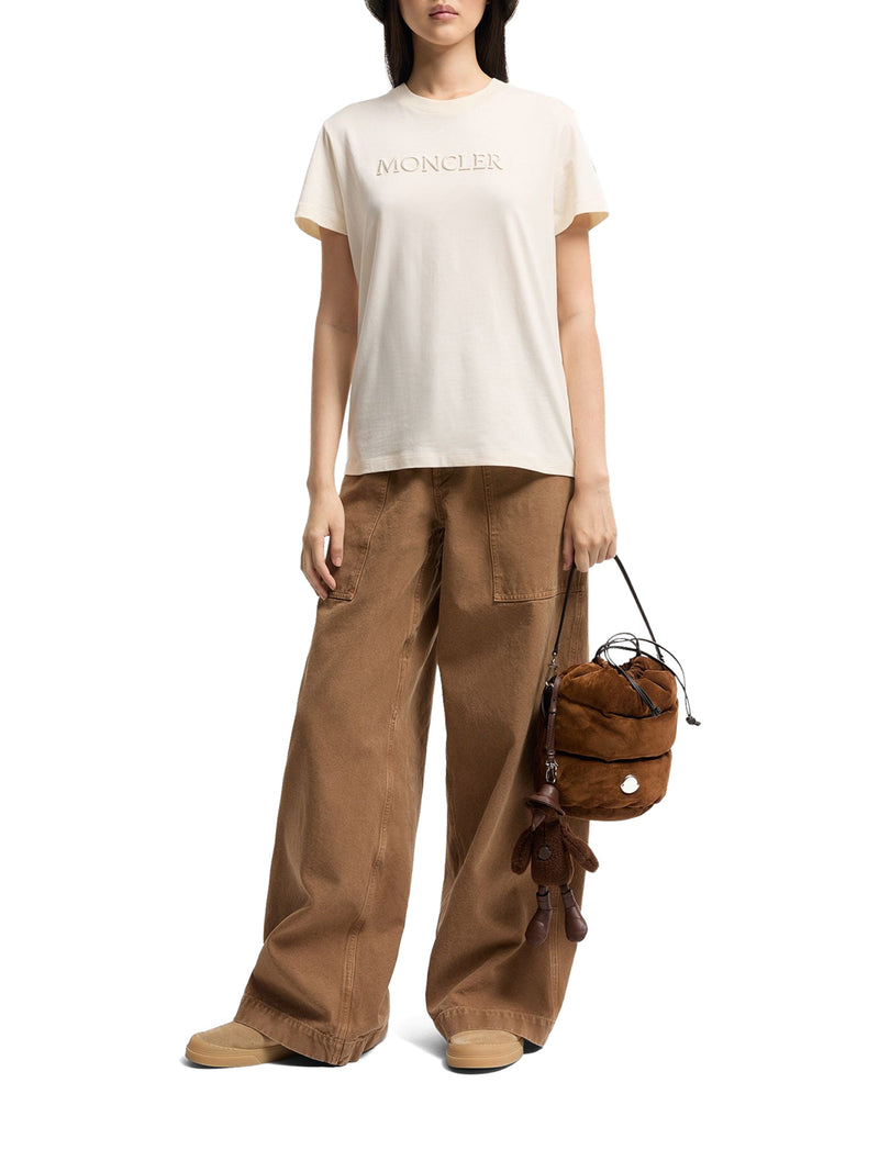 COTTON T-SHIRT WITH EMBROIDERED TONE-ON-TONE LOGO