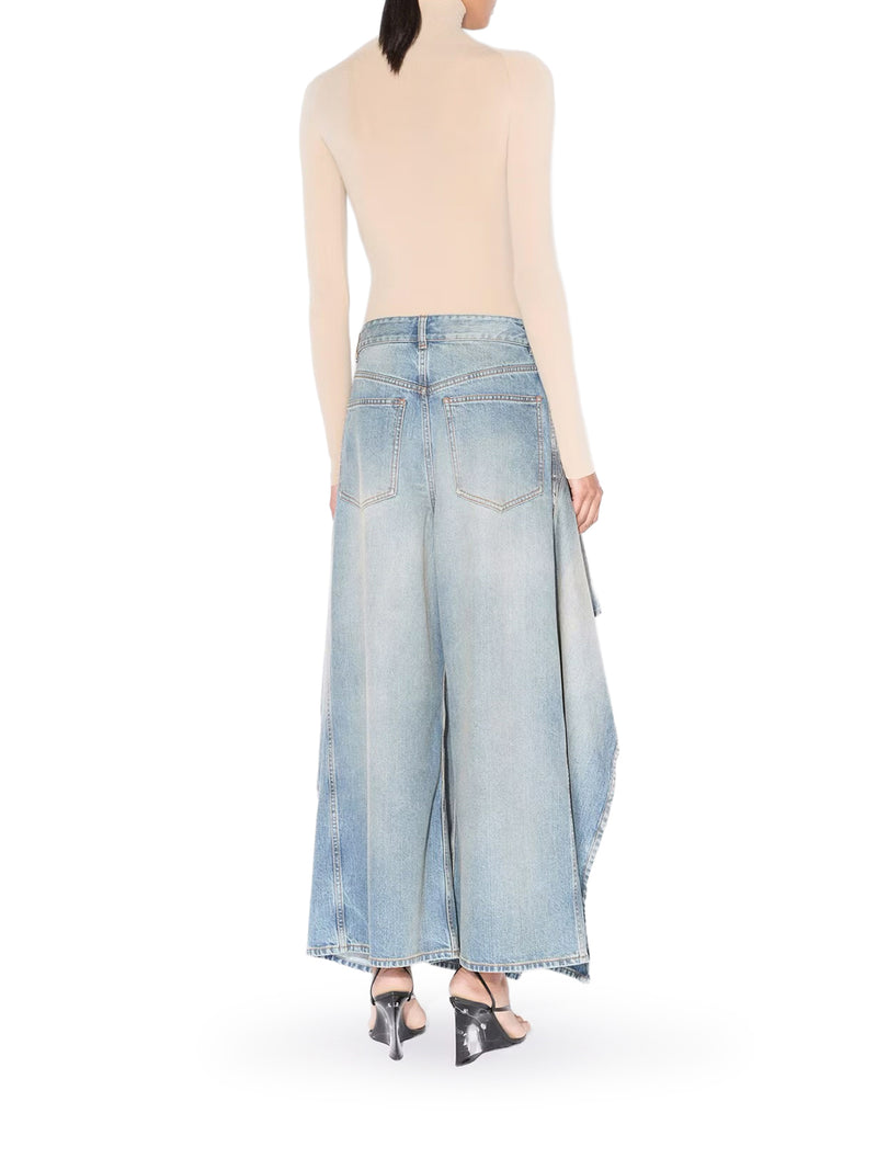 JEANS WITH FADED RUFFLES