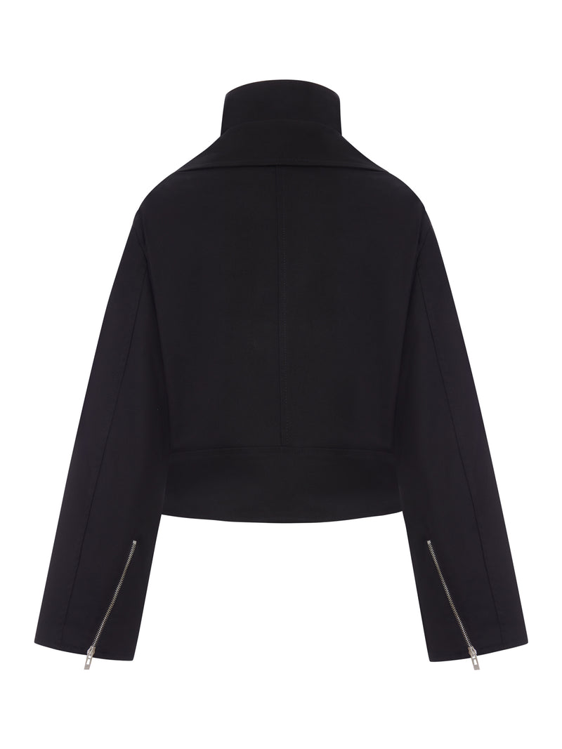 SHORT COTTON BIKER JACKET WITH BELT