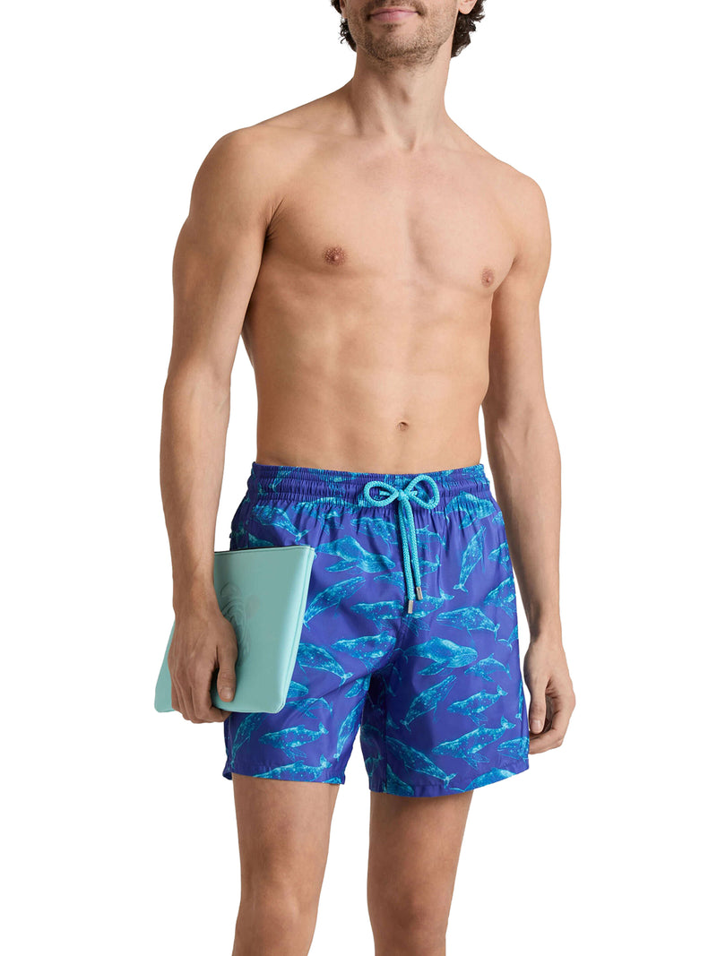 ULTRALIGHT AND FOLDABLE MEN`S SWIM SHORTS WITH PRINT