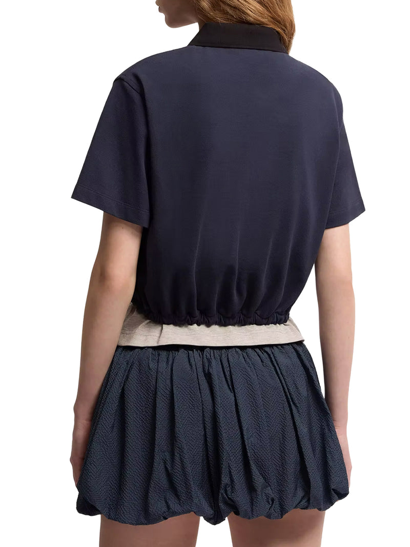 PIQUE POLO SHIRT WITH DRAWSTRING AT THE BOTTOM