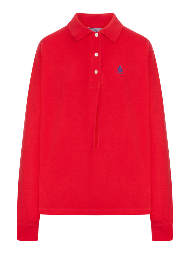 LONG-SLEEVED COTTON PIQUET POLO SHIRT