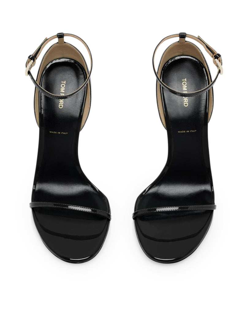 VERTIGO PATENT LEATHER SANDAL WITH ANKLE STRAP