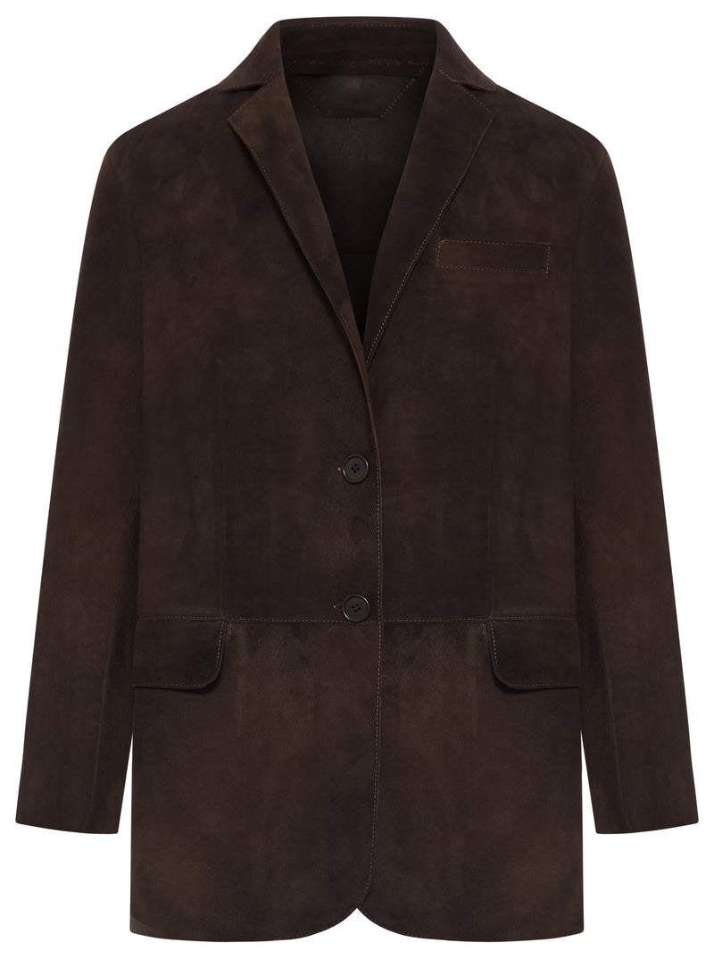 BROWN SUEDE TAILORED JACKET