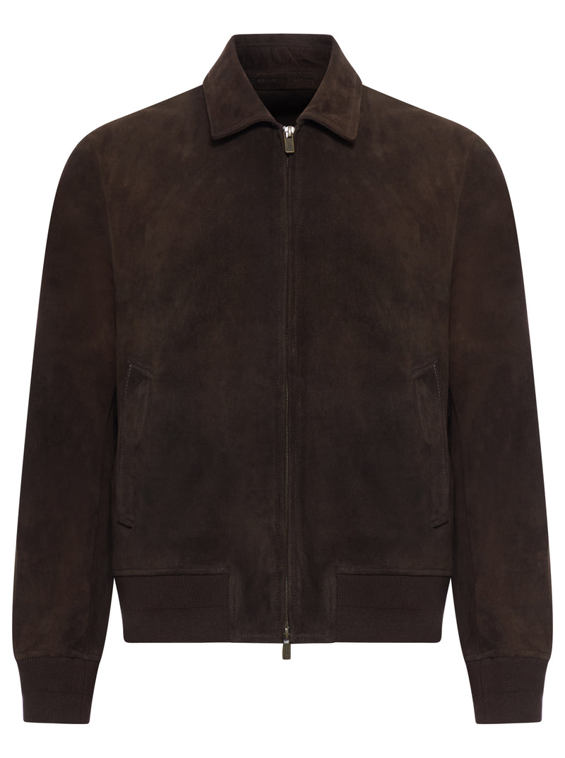 SUEDE BOMBER JACKET WITH ZIP