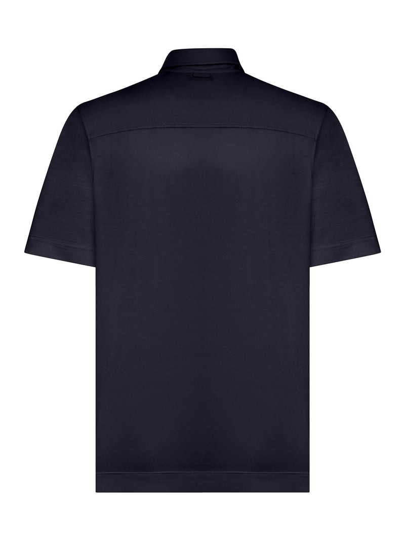 SILK AND COTTON KNITTED POLO SHIRT