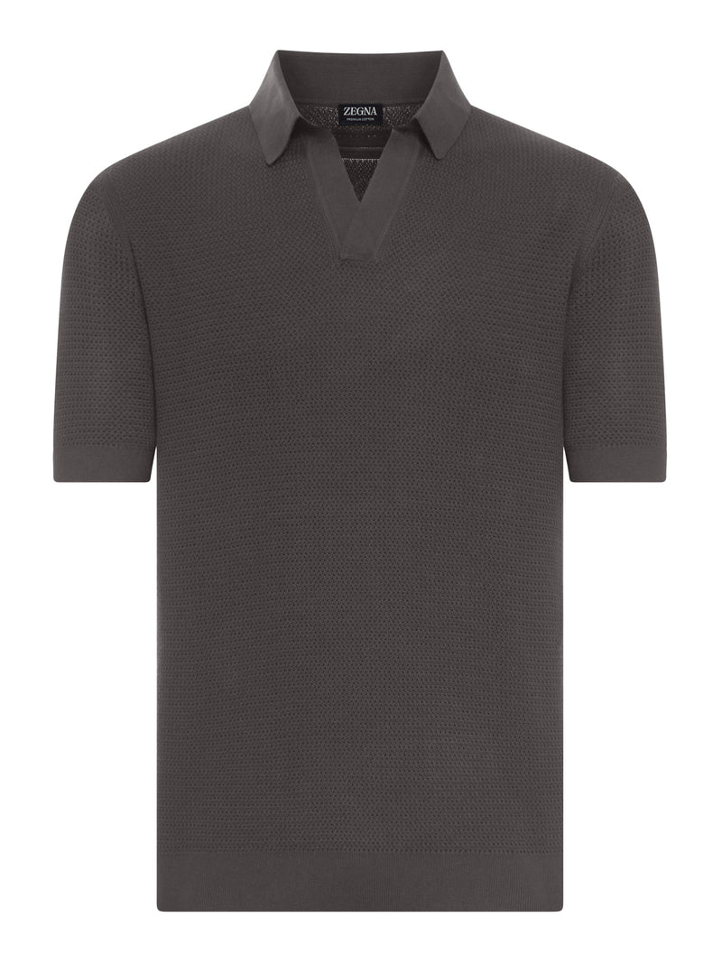 COTTON V-NECK POLO SHIRT