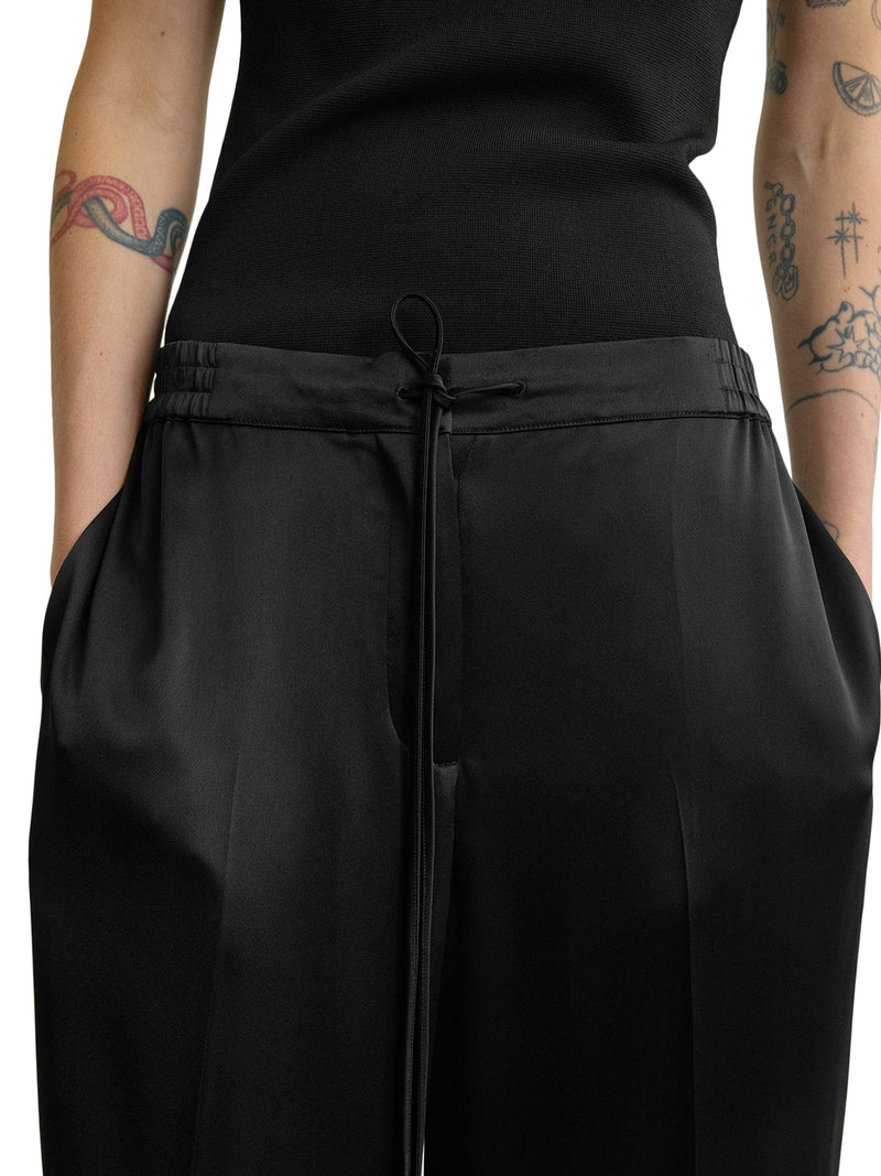 WIDE-LEG SATIN TROUSERS WITH DRAWSTRING