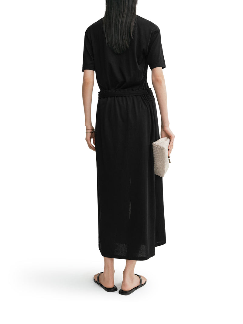 LONG COTTON AND SILK WRAP SKIRT