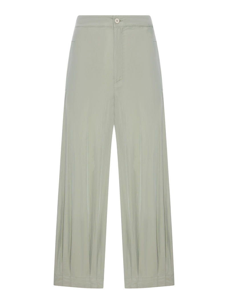 SILK BLEND WIDE-LEG CROPPED TROUSERS