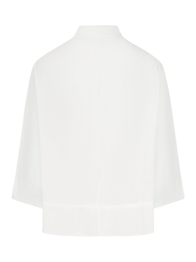 3/4 SLEEVE LINEN SHIRT WITH GEORGETTE INSERTS