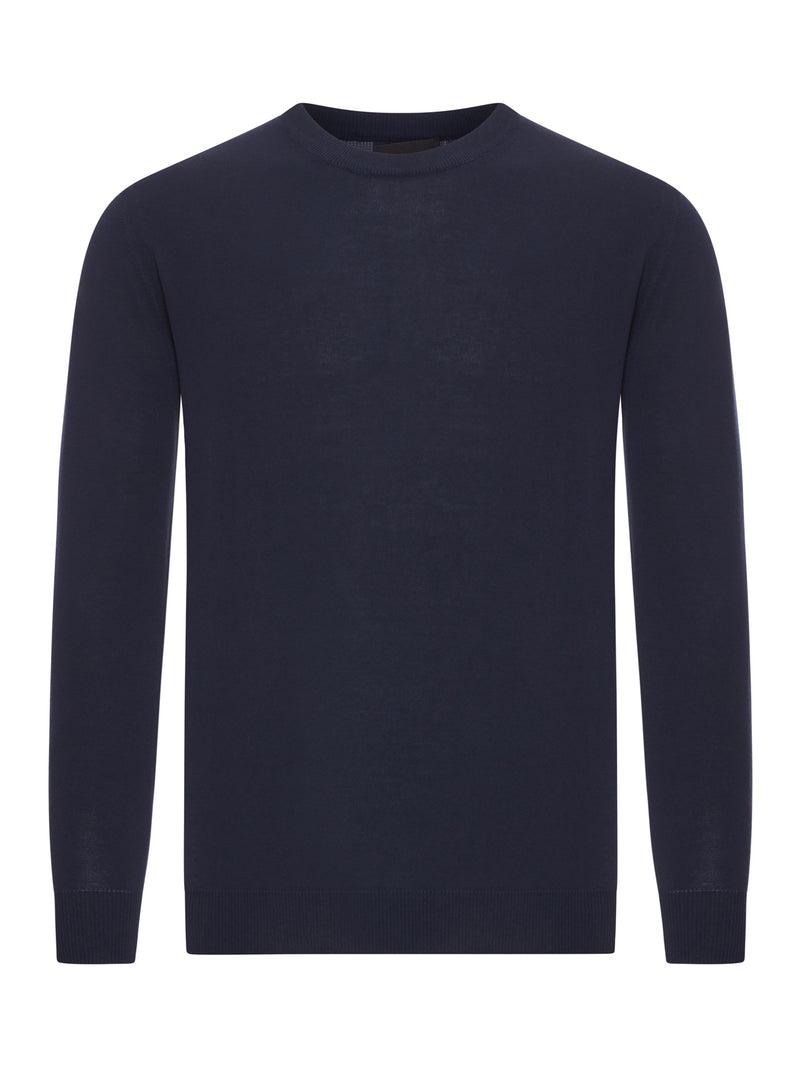 SLIM FIT CREW NECK SWEATER IN COTTON CREPE