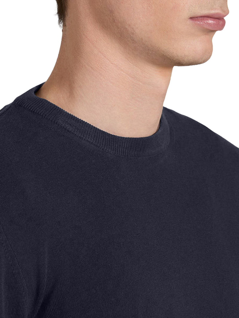 SLIM FIT CREW NECK SWEATER IN COTTON CREPE