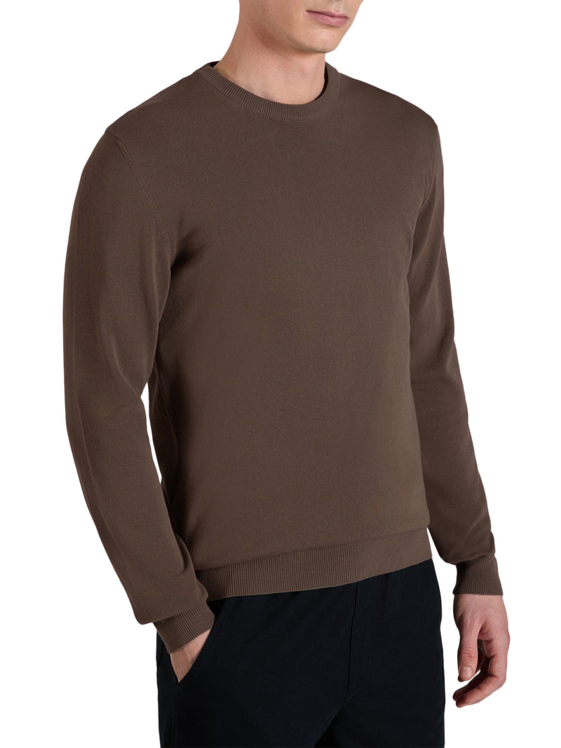 SLIM FIT CREW NECK SWEATER IN COTTON CREPE