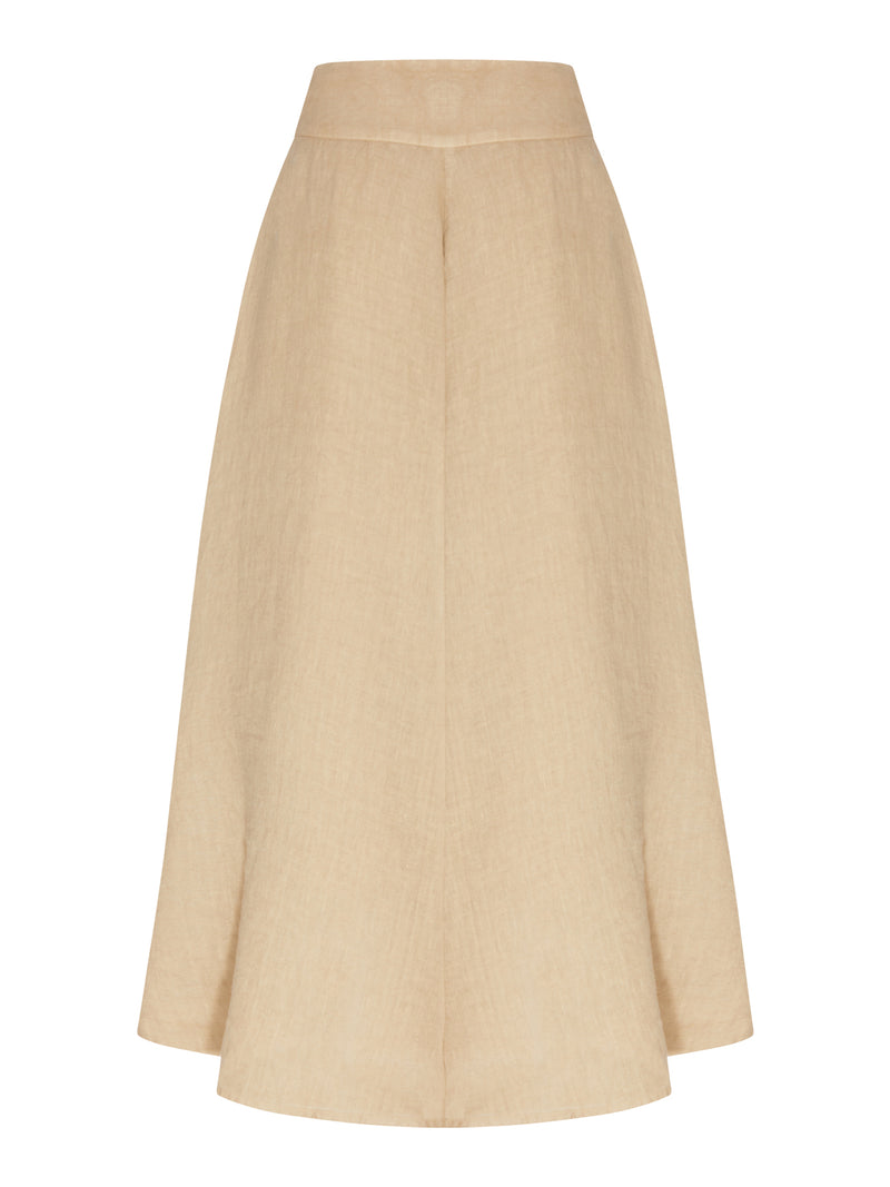 LONG LINEN FLOWER SKIRT WITH WAISTBAND