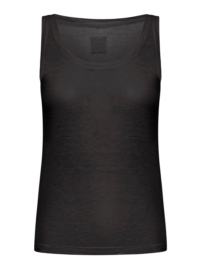 LINEN TOP WITH DEEP NECKLINE
