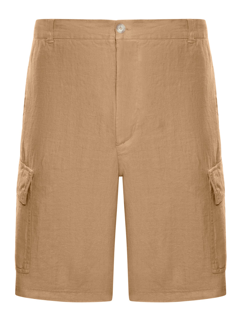 LINEN CARGO BERMUDA SHORTS