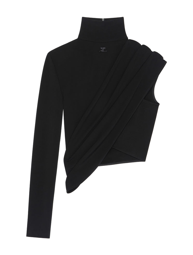 ASYMMETRIC CROPPED JERSEY TOP