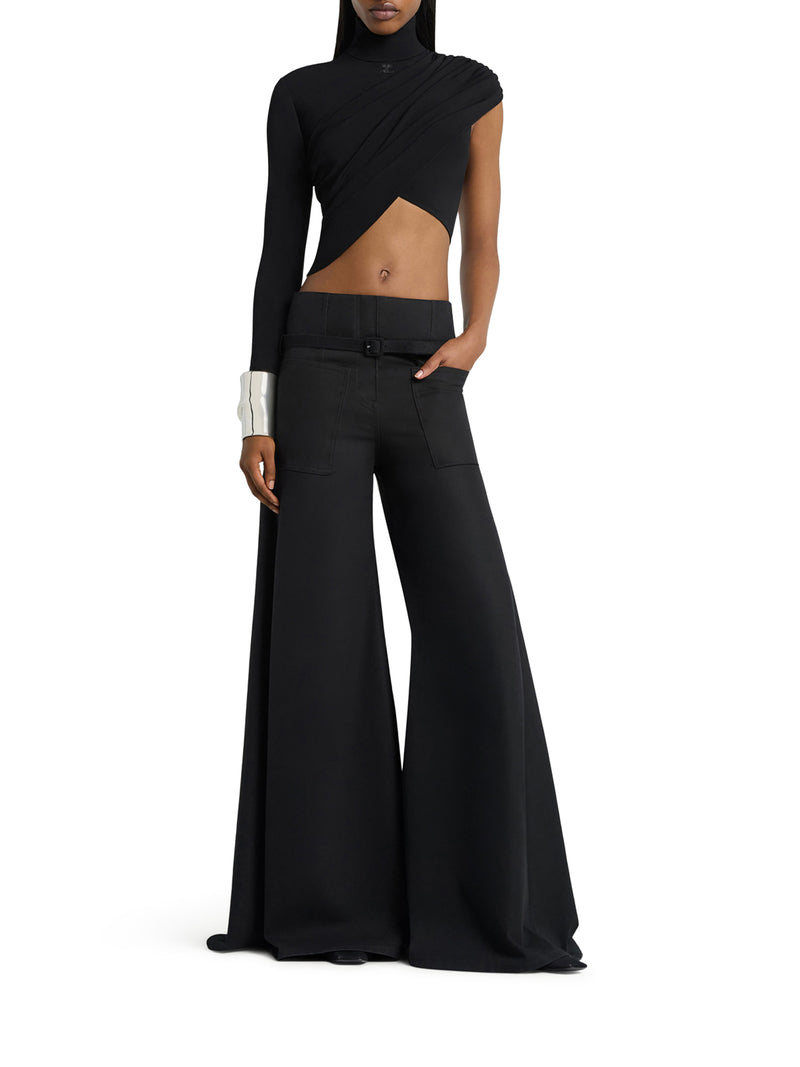 ASYMMETRIC CROPPED JERSEY TOP