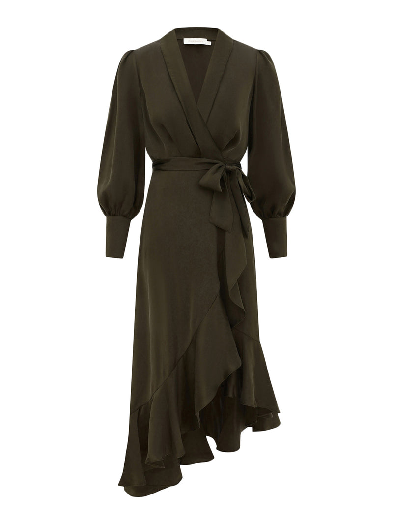 SILK WRAP MIDI DRESS