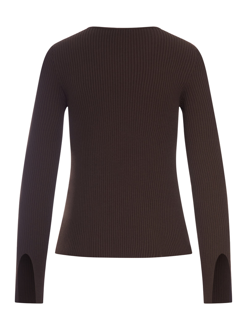 RIBBED SWEATER WITH CUT-OUT INSERTS