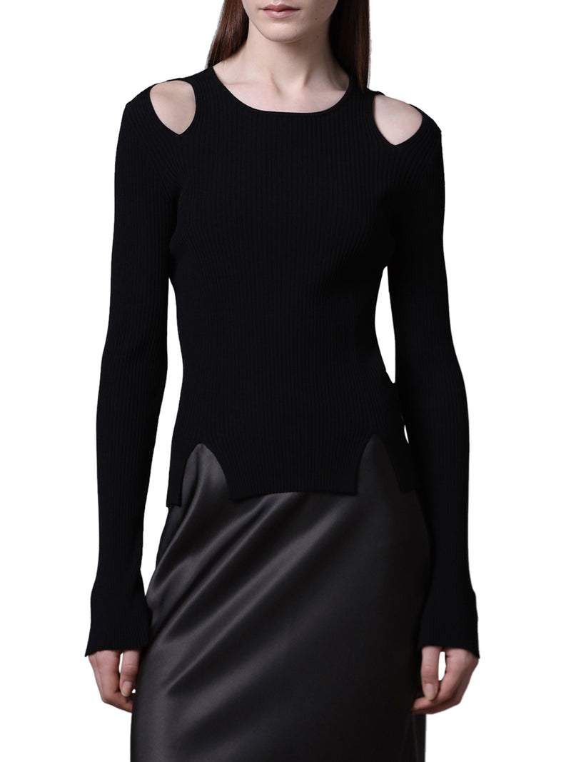 RIBBED SWEATER WITH CUT-OUT INSERTS