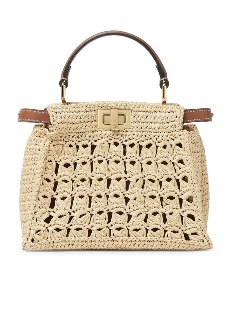 PEEKABOO MINI BAG IN RAFFIA WITH OPENWORK WOVEN PATTERN