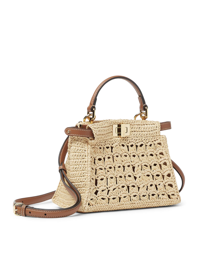 PEEKABOO MINI BAG IN RAFFIA WITH OPENWORK WOVEN PATTERN