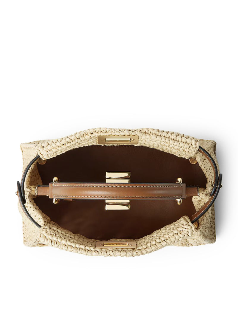 PEEKABOO MINI BAG IN RAFFIA WITH OPENWORK WOVEN PATTERN