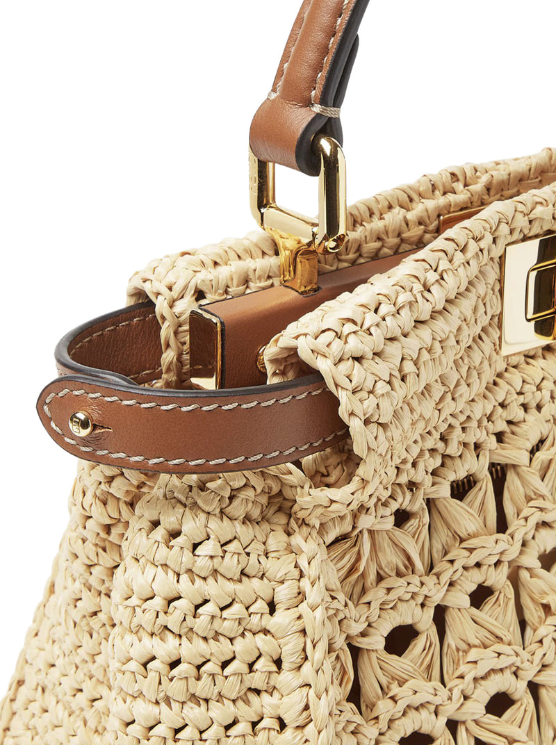 PEEKABOO MINI BAG IN RAFFIA WITH OPENWORK WOVEN PATTERN