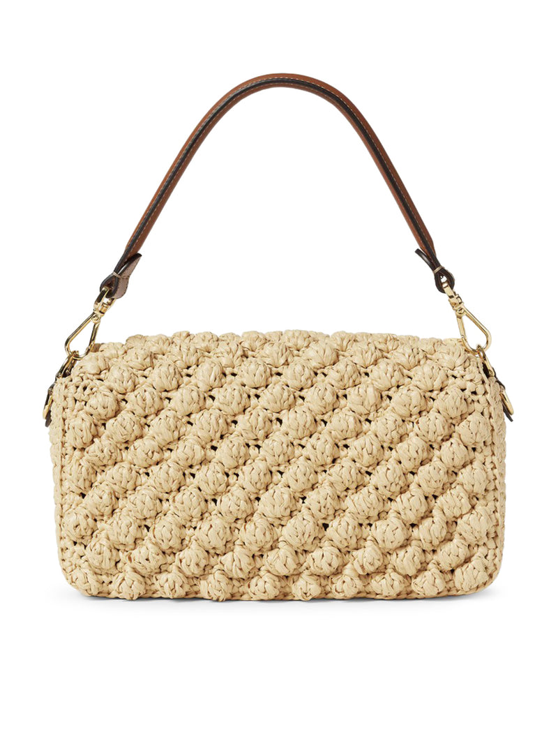 BAGUETTE BAG IN RAFFIA WITH A HAZELNUT STITCH