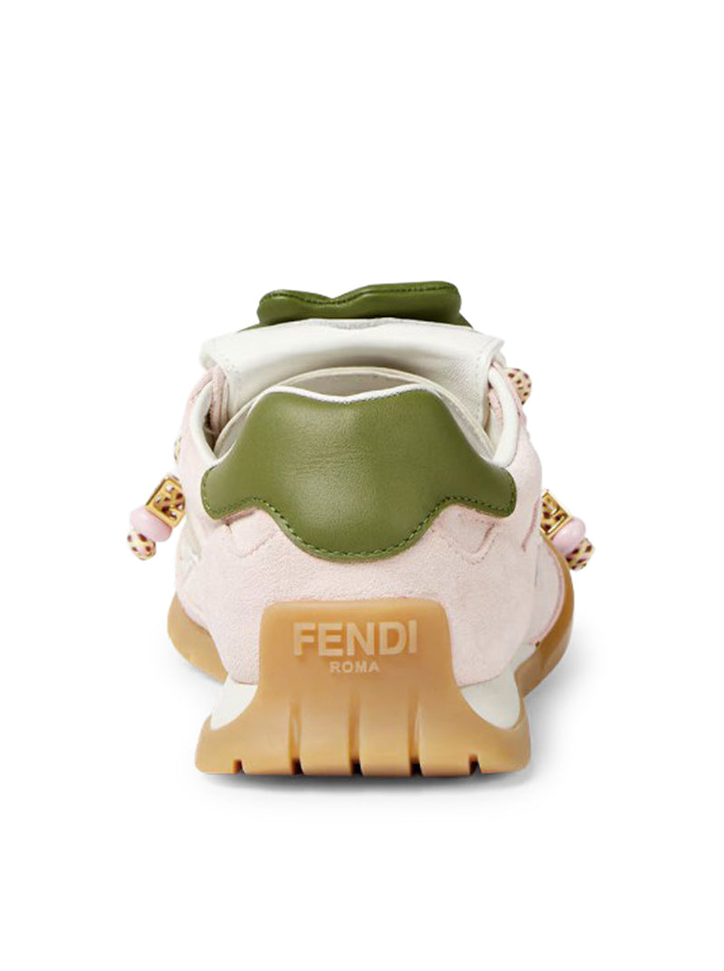 FENDI WAVE PULSE LOW TOP IN PINK FABRIC AND SUEDE