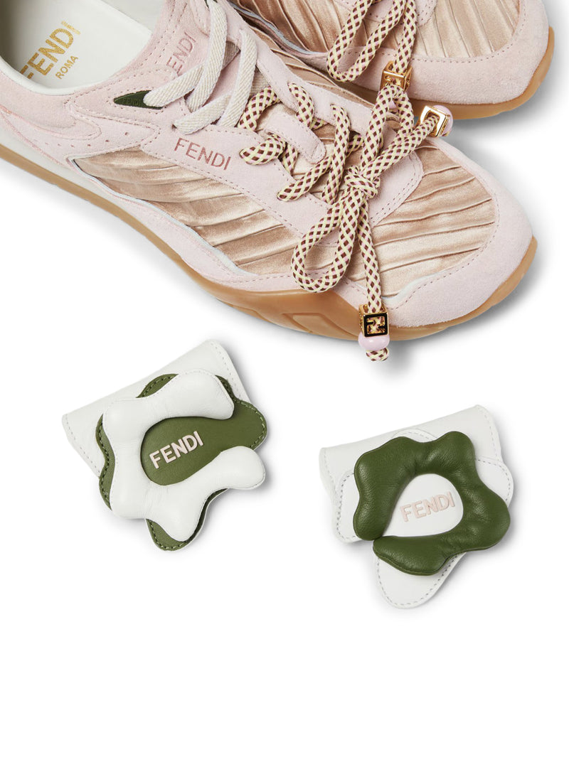 FENDI WAVE PULSE LOW TOP IN PINK FABRIC AND SUEDE