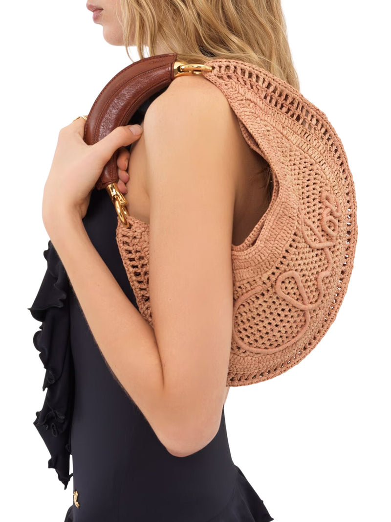 SUMMER BANANA RAFFIA HOBO BAG
