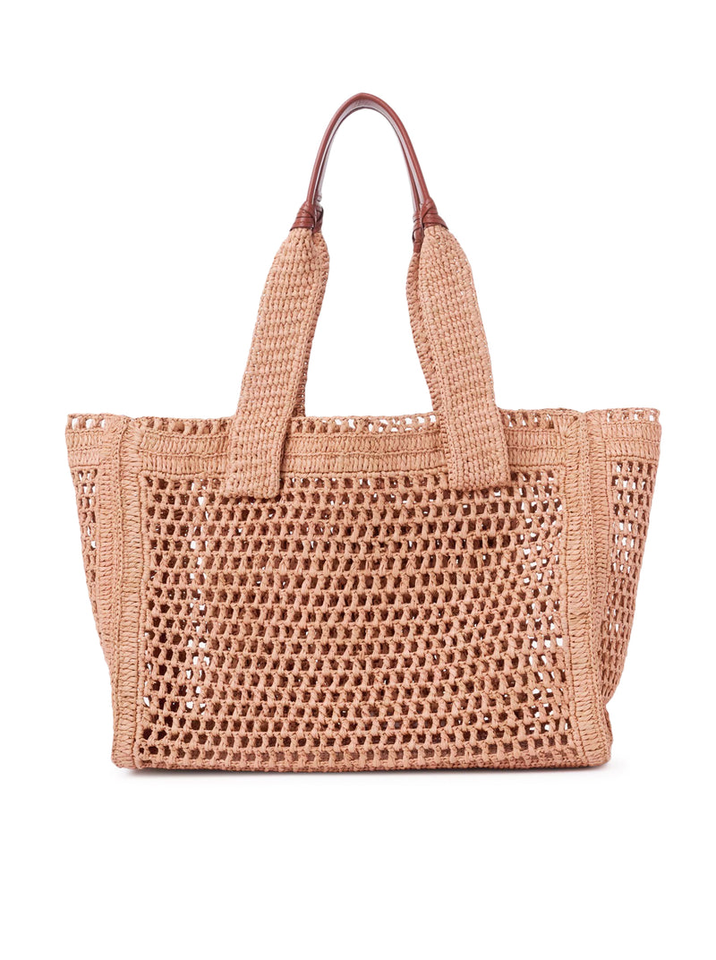 EAST-WEST SUMMER BANANA TOTE BAG IN RAFFIA