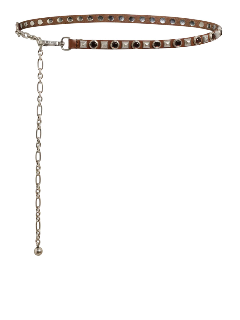 LEATHER BELT WITH JEWEL STUDS