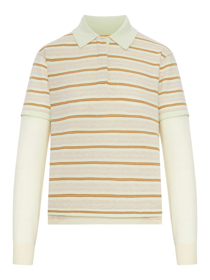 CASHMERE LAYERED RUGBY POLO