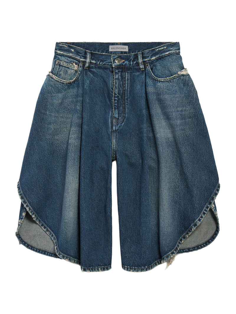 DARK OCEAN DENIM TULIP SHORTS