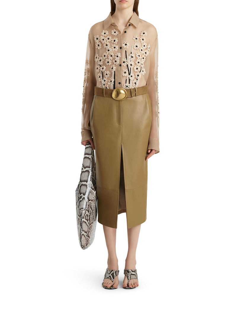 SILK SHIRT WITH THREE-DIMENSIONAL EMBROIDERY