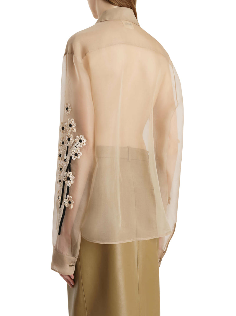 SILK SHIRT WITH THREE-DIMENSIONAL EMBROIDERY