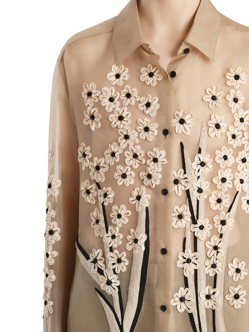 SILK SHIRT WITH THREE-DIMENSIONAL EMBROIDERY