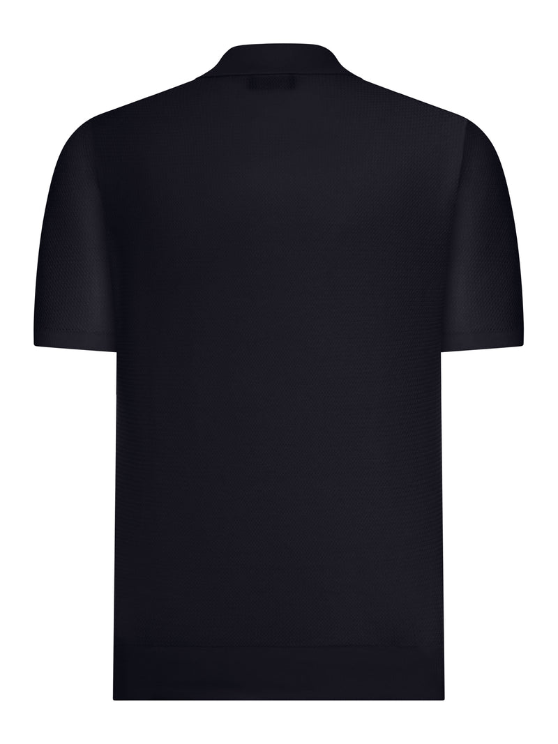 SHORT-SLEEVED SILK AND COTTON POLO SHIRT