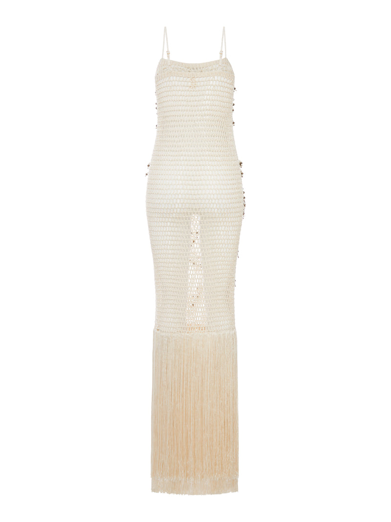 TAKARA LONG DRESS WITH FRINGES