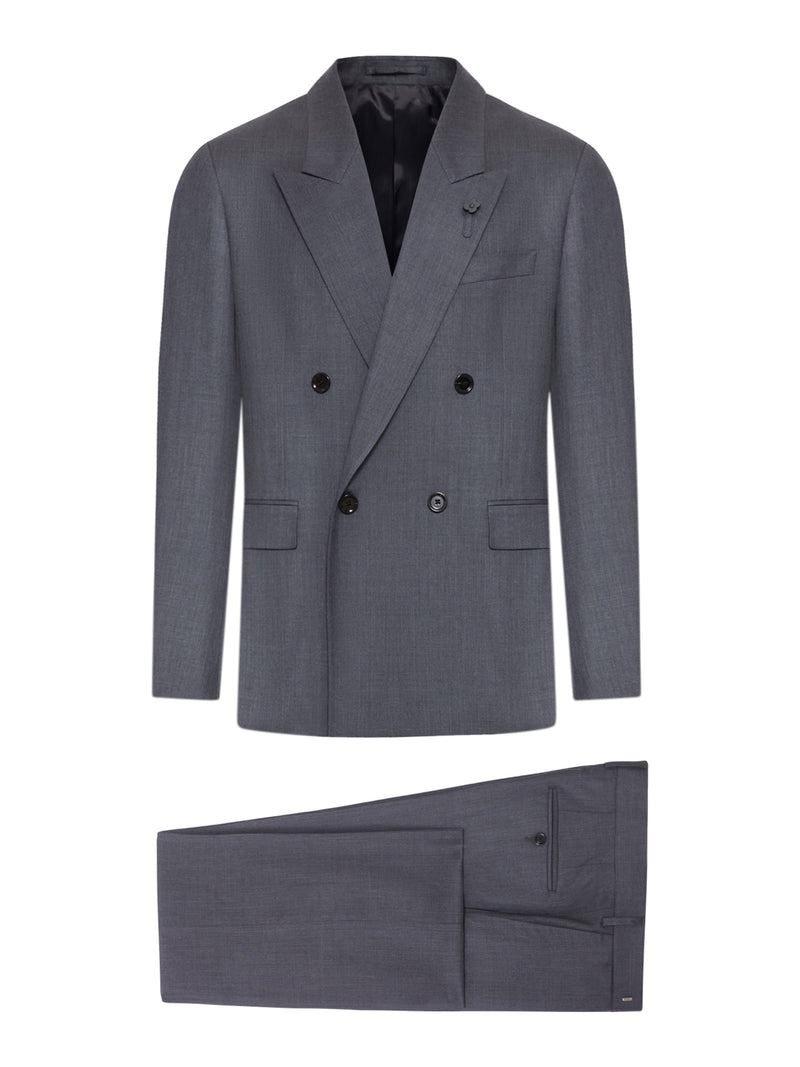 TAILORED DOUBLE-BREASTED SUIT IN WOOL AND SILK BLEND