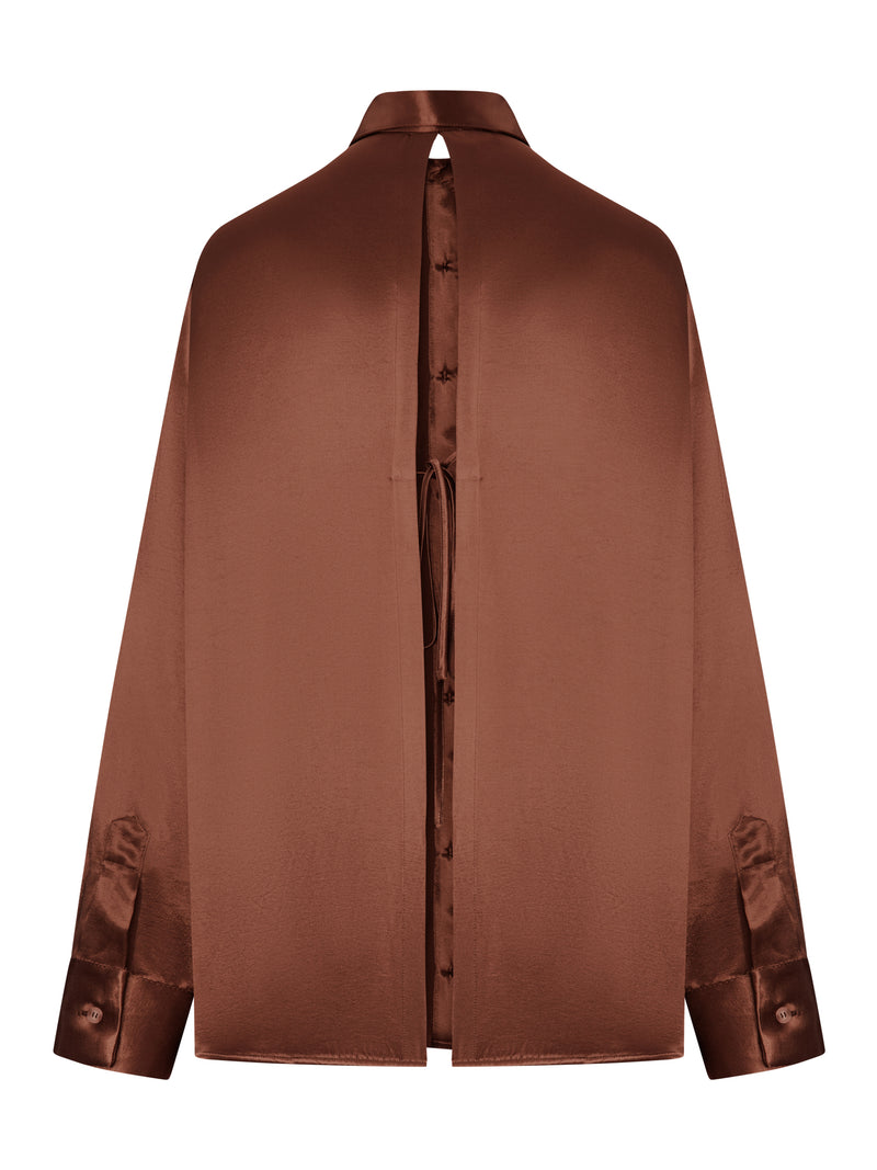 OVERSIZED SILK SHIRT WITH VERTICAL BACK OPENING