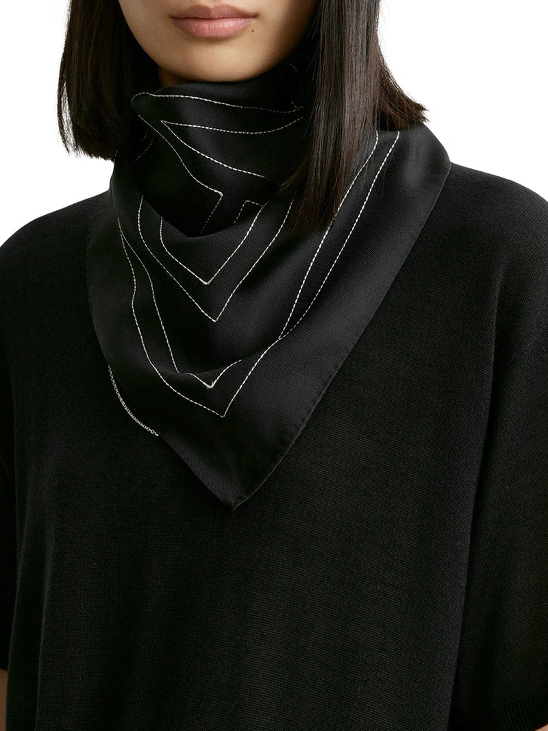 SILK SCARF WITH MONOGRAM EMBROIDERY