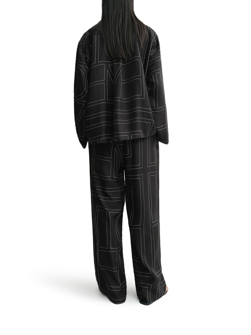 SILK SHIRT WITH MONOGRAM EMBROIDERY