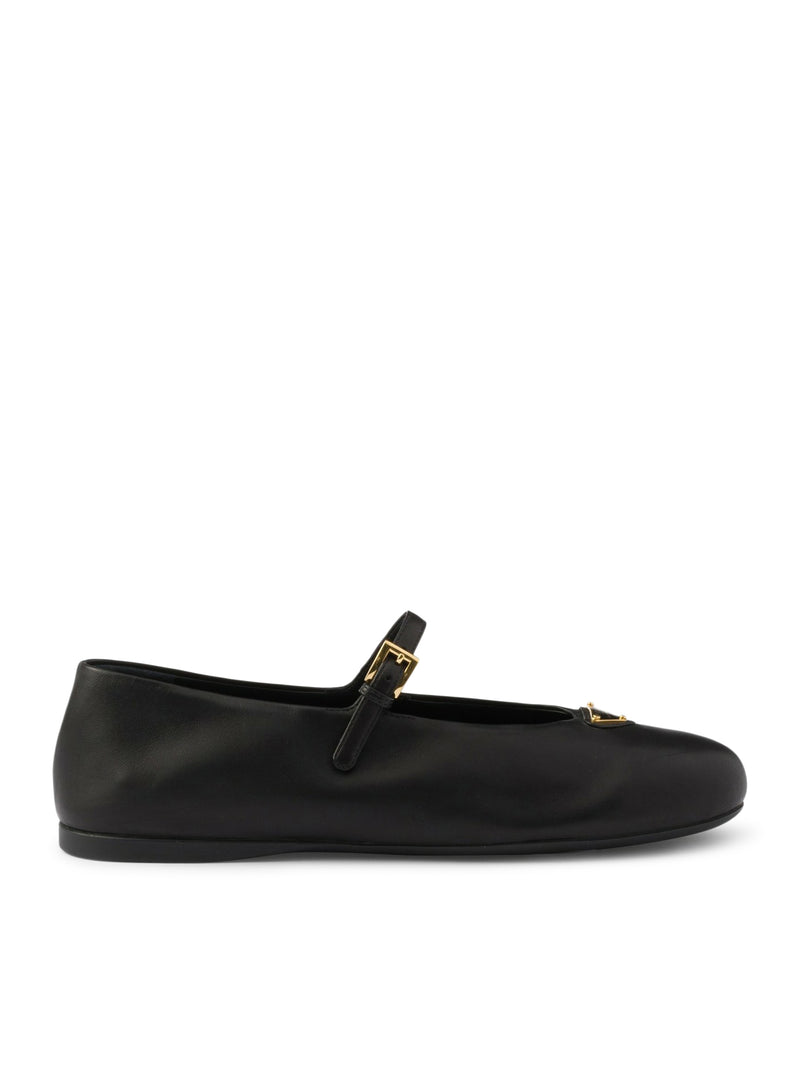 NAPPA LEATHER BALLET FLATS WITH LOGO